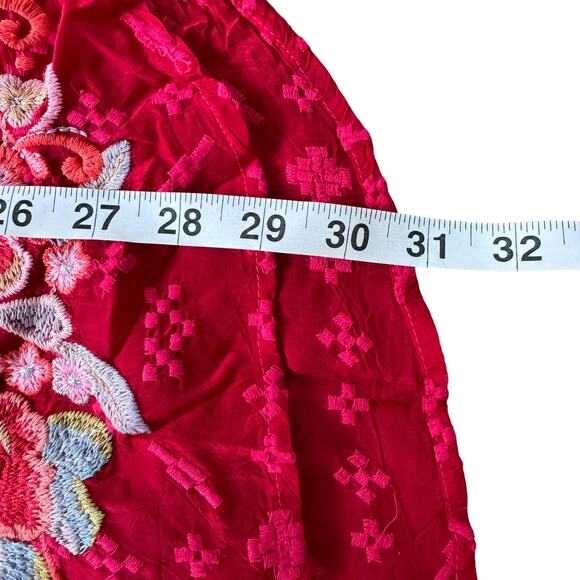 Johnny Was Gina Embroidered Blouse Red - Picture 10 of 11